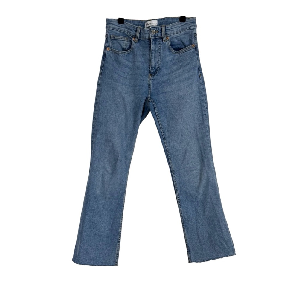 Zara Jeans Midrise Mini Flare Leg Raw Hem